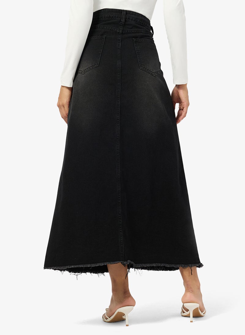 Ginger Denim A Line Maxi Skirt - Image 2